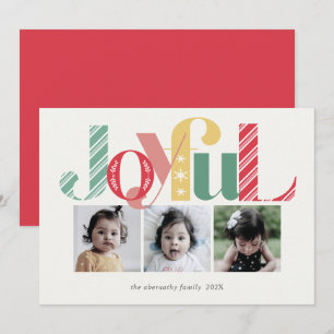 Cartes Pour Fêtes Annuelles Joyeux Noël Trois photos couleurs vives