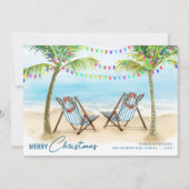 Cartes Pour Fêtes Annuelles Joyeux Noël Tropical Beach Palm Trees (Devant)