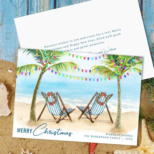 Cartes Pour Fêtes Annuelles Joyeux Noël Tropical Beach Palm Trees