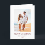 Cartes Pour Fêtes Annuelles Joyeux Noël Tropical Beach Vacances Photo<br><div class="desc">Carte de vacances Tropical Beach,  avec un thème côtier et un design typographique rouge. Avec des lettres rouges personnalisables,  vous pouvez ajouter votre propre texte. Vous changez aussi la photo avec votre propre pour faire spécial. Idéal pour souhaiter un Joyeux Noël à vos proches de votre destination de vacances.</div>