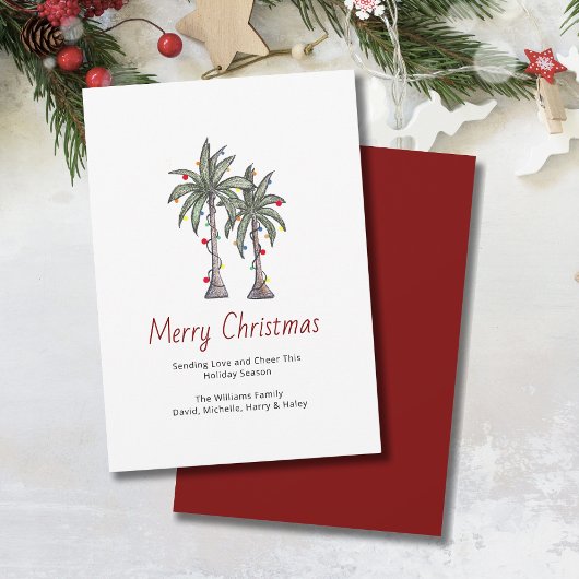 Cartes Pour Fêtes Annuelles Joyeux Noël Tropical Palm Trees Beach