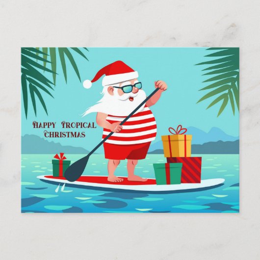 Cartes Pour Fêtes Annuelles Joyeux Noël tropical Père Noël (Devant)