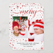 Cartes Pour Fêtes Annuelles Joyeux Noël typographie Festive Rouge 2-Photo (Devant / Derrière)
