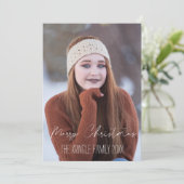 Cartes Pour Fêtes Annuelles Joyeux Noël Typographie Script Blanc (Debout devant)