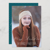 Cartes Pour Fêtes Annuelles Joyeux Noël Typographie Script Blanc (Devant / Derrière)