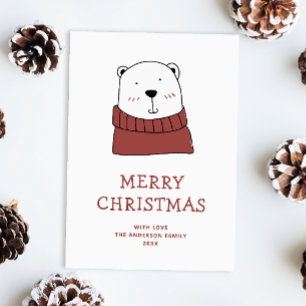 Cartes Pour Fêtes Annuelles Joyeux Noël. Un animal d'ours polaire hivernal mig
