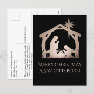 Cartes Pour Fêtes Annuelles Joyeux Noël Un Sauveur Est Né Message de la Nativi