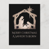 Cartes Pour Fêtes Annuelles Joyeux Noël Un Sauveur Est Né Nativité Message (Devant)