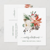 Cartes Pour Fêtes Annuelles Joyeux Noël | Vacances florales (Devant / Derrière)