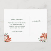 Cartes Pour Fêtes Annuelles Joyeux Noël | Vacances florales (Dos)