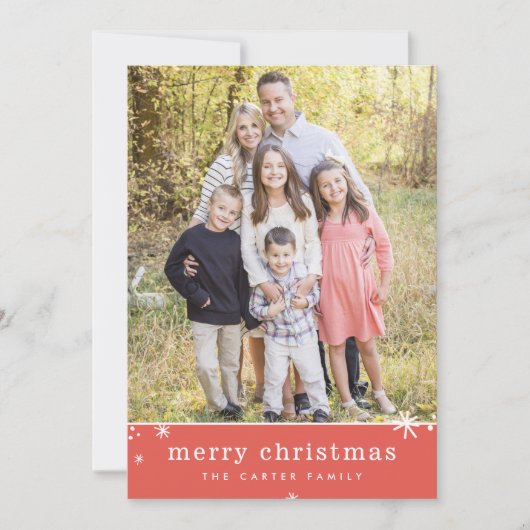 Cartes Pour Fêtes Annuelles JOYEUX NOËL vacances simple festif pétillant rouge (Devant)