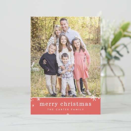 Cartes Pour Fêtes Annuelles JOYEUX NOËL vacances simple festif pétillant rouge (Debout devant)