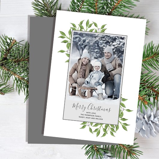 Cartes Pour Fêtes Annuelles Joyeux Noël Verdure Élégant hiver Foliage