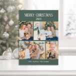 Cartes Pour Fêtes Annuelles Joyeux Noël Vert 4 Photo Collage<br><div class="desc">Un collage de 4 photos vert et blanc moderne et élégant pour Noël carte de voeux. Le texte dit "Joyeux Noël." Personnalisez avec l'année, vos photos, nom, adresse et même votre propre message. Contactez-moi pour obtenir de l'aide sur vos personnalisations ou pour demander des produits Zazzle correspondants ou coordonnés supplémentaires...</div>