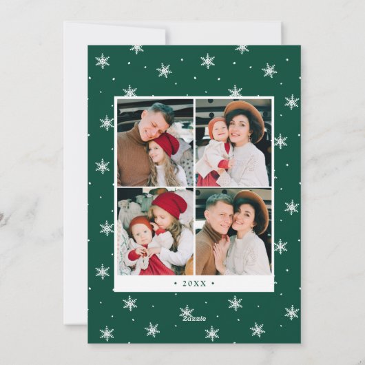 Cartes Pour Fêtes Annuelles Joyeux Noël vert 7 photo Collage (Dos)