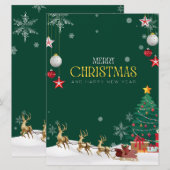 Cartes Pour Fêtes Annuelles Joyeux Noël Vert Blanc Et Jaune (Devant / Derrière)