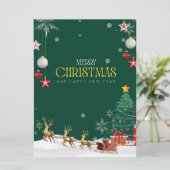 Cartes Pour Fêtes Annuelles Joyeux Noël Vert Blanc Et Jaune (Debout devant)