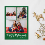 Cartes Pour Fêtes Annuelles Joyeux Noël vert classique 3 photo verticale<br><div class="desc">Célébrez la saison avec cette carte postale unique et classique Joyeux Noël vertical 3 photo vacances avec une touche de charme vintage. Le design minimaliste présente une élégante palette de couleurs vertes et blanches, évoquant l'esprit cosy de l'hiver. Son attrait moderne et ludique, associé à la formulation traditionnelle, crée un...</div>
