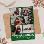 Cartes Pour Fêtes Annuelles Joyeux Noël Vert classique Cinq photos verticales<br><div class="desc">Célébrez la saison avec cette carte de vacances unique, verte Joyeux Noël vertical cinq photo avec une touche de charme vintage. Le design minimaliste présente une élégante palette de couleurs vertes et blanches, évoquant l'esprit cosy de l'hiver. Son attrait moderne et ludique, associé à la formulation traditionnelle, crée un équilibre...</div>