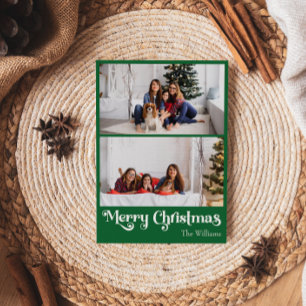 Cartes Pour Fêtes Annuelles Joyeux Noël Vert classique Vertical 2 Photo