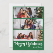 Cartes Pour Fêtes Annuelles Joyeux Noël Vert classique Vertical 6 Photo (Devant)