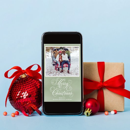 Cartes Pour Fêtes Annuelles Joyeux Noël Vert Élégant Script