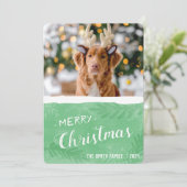 Cartes Pour Fêtes Annuelles Joyeux Noël vert et blanc (Debout devant)