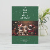 Cartes Pour Fêtes Annuelles Joyeux Noël Vert foncé chien animal de compagnie p (Debout devant)