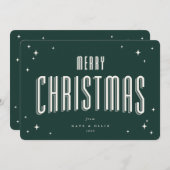 Cartes Pour Fêtes Annuelles Joyeux Noël Vert foncé Étoiles rétro Appartement (Devant / Derrière)