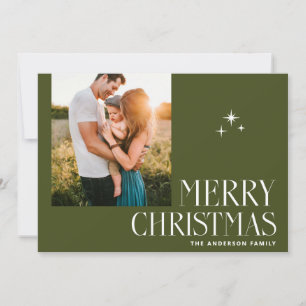 Cartes Pour Fêtes Annuelles Joyeux Noël vert olive Photo minimaliste