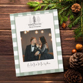 Cartes Pour Fêtes Annuelles Joyeux Noël Vert Plaid Élégant Photo Simple
