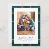 Cartes Pour Fêtes Annuelles Joyeux Noël vert plaid une photo (Devant)