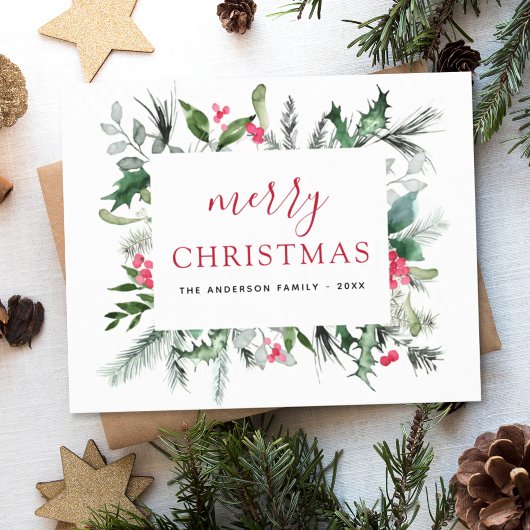 Cartes Pour Fêtes Annuelles Joyeux Noël vert rouge vert