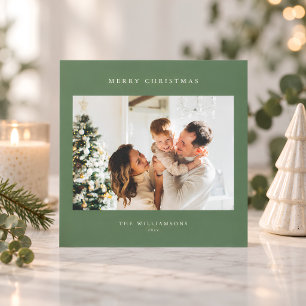 Cartes Pour Fêtes Annuelles Joyeux Noël Vert Sauge Deux Photos Moderne
