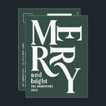 Cartes Pour Fêtes Annuelles Joyeux Noël vert simple et moderne<br><div class="desc">Moderne minimaliste traditionnel rétro typographie graphique vintage vert joyeux Noël carte de vacances. Une partie d'une collection de vacances audacieuse et amusante.</div>