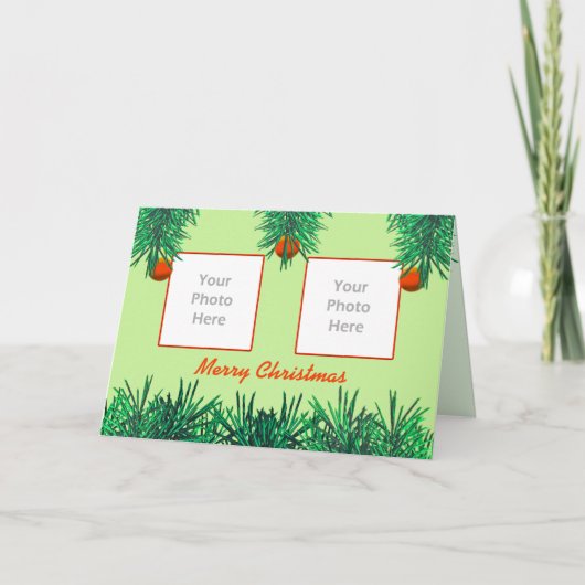 Cartes Pour Fêtes Annuelles Joyeux Noël vert vert (cadre photo) (Devant)