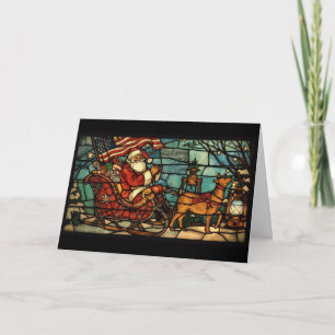 Cartes Pour Fêtes Annuelles Joyeux Noël Vétéran Verre Tiré Père Noël