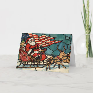 Cartes Pour Fêtes Annuelles Joyeux Noël Vétérinaire Père Noël patriotique