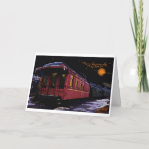 Cartes Pour Fêtes Annuelles Joyeux Noël Vieux temps Train dans la neige