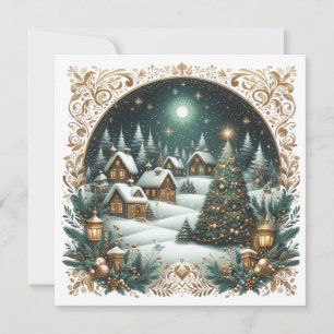 Cartes Pour Fêtes Annuelles Joyeux Noël & village de Noël Personnalisé