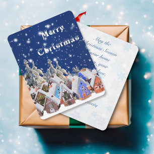 Cartes Pour Fêtes Annuelles Joyeux Noël Village enneigé Message personnalisé