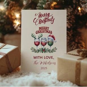 Cartes Pour Fêtes Annuelles Joyeux Noël Vin