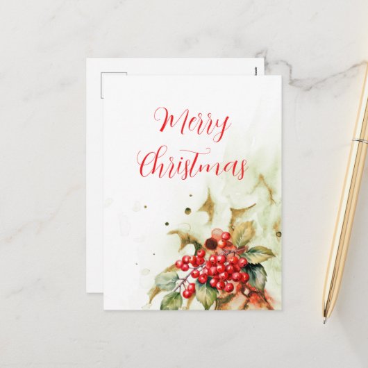 Cartes Pour Fêtes Annuelles Joyeux Noël Vintage (Devant/Arrière en situation)