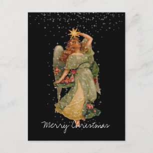 Cartes Pour Fêtes Annuelles Joyeux Noël Vintage Angel Stars Nuit Ciel