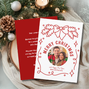 Cartes Pour Fêtes Annuelles Joyeux Noël Vintage Coquette Bow Spruce Photo