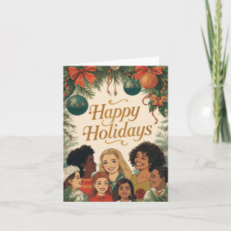 Cartes Pour Fêtes Annuelles Joyeux Noël Vintage Famille Message Nouvel An