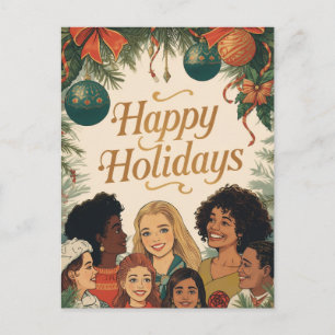 Cartes Pour Fêtes Annuelles Joyeux Noël Vintage Famille Message Nouvel An