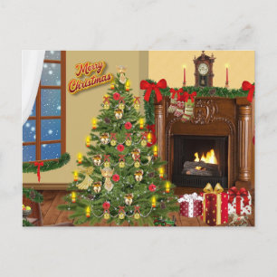 Cartes Pour Fêtes Annuelles Joyeux Noël Vintage Noël Arbre & Cadeaux