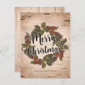 Cartes Pour Fêtes Annuelles Joyeux Noël vintage Rustique (Devant / Derrière)