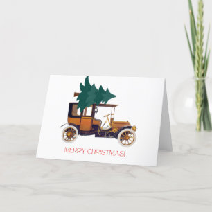Cartes Pour Fêtes Annuelles Joyeux Noël Vintage Voiture vide